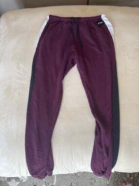 PINK Victoria's Secret Classic Y2K Jogger Sweatpants Burgundy with Side Stripe